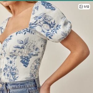 Reformation Rome linen top in corsica